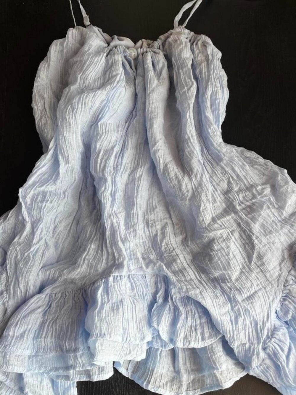 Cute and fashionable blue summer dress with ruffles